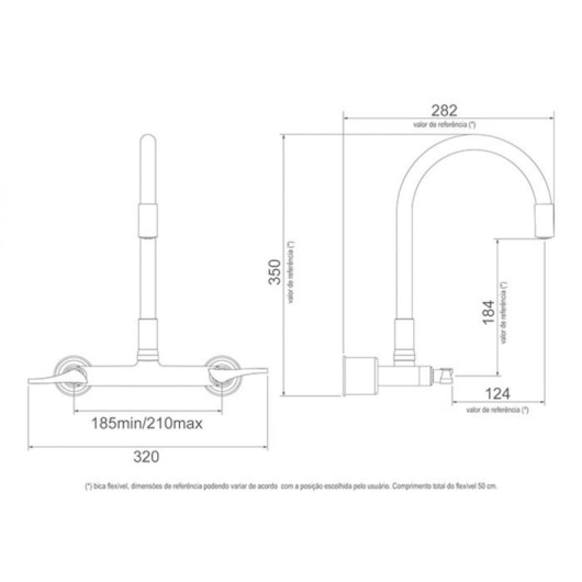 Misturador Para Cozinha De Parede Flex Preta 1258 B27 Lorenzetti - Imagem principal - cd1a0de6-04be-49be-9c49-999da5d852ec