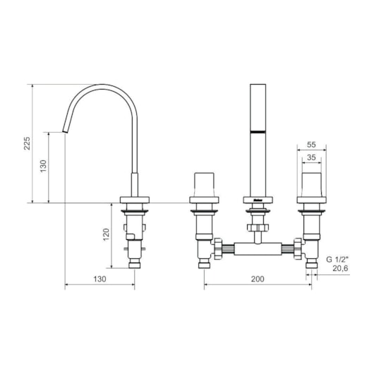 Misturador Para Lavatório de Mesa Bica Alta Axiom Slim 1878 52 Dourado Matte Meber - Imagem principal - b1973028-7102-42ed-a1b1-9e63605b4f28