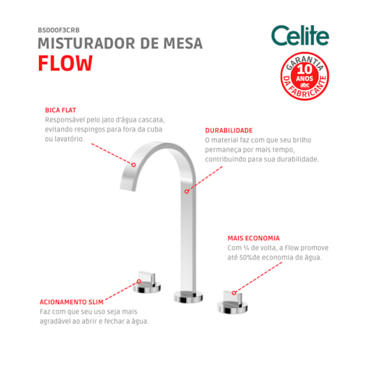 Misturador Para Lavatório De Mesa Bica Alta Com Válvula Cromado Celite - Imagem principal - 18e6246e-5b5c-4194-851a-9a8bb5b8504d