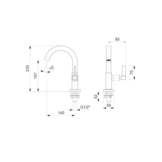 Misturador Para Lavatório De Mesa Bica Alta Com Válvula Cross Cromado Celite - Imagem principal - 2723882f-4299-4548-8a0f-f3829552e0bf