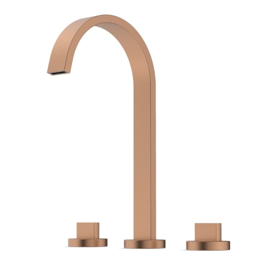 Misturador Para Lavatório De Mesa Bica Alta Com Válvula Flow Rose Gold Matte Celite - Imagem principal - 7ac1578a-f1aa-4319-8ac9-6540d58a844d