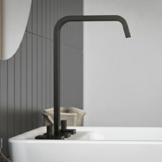 Misturador Para Lavatório De Mesa Bica Alta Com Válvula Virtus Matte Black Roca - Imagem principal - b19e12ef-2fe9-4edf-8705-aa10afb63437