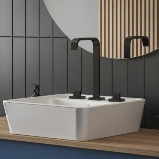 Misturador Para Lavatório De Mesa Bica Alta Com Válvula Virtus Matte Black Roca - Imagem principal - 2039421a-95c5-4b1b-8e11-a1a76306a705