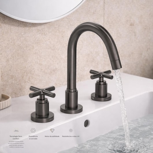 Misturador Para Lavatório De Mesa Bica Alta Dn15 Duna Clas antracite Deca - Imagem principal - 83c9ce5d-a850-497c-b1b0-0bfc1fb15d50
