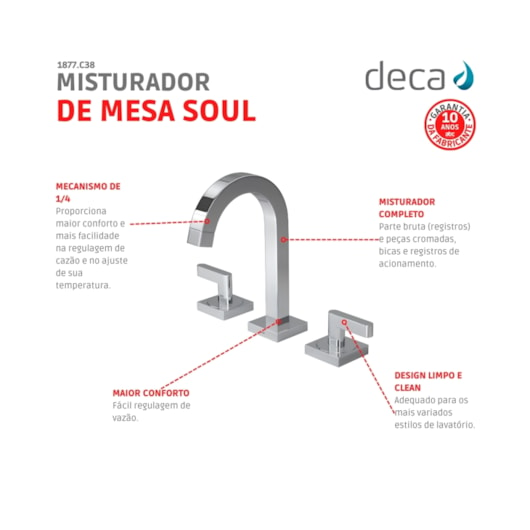 Misturador Para Lavatório De Mesa Bica Alta Soul 1877 Cromado Deca - Imagem principal - e7953865-2a38-4f7e-9da3-15e8aff11f3d