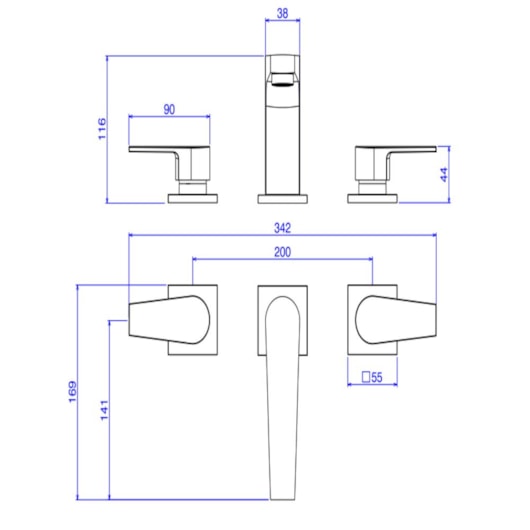 Misturador Para Lavatório De Mesa Bica Baixa Dn15 Level Black Mate Deca - Imagem principal - e67fab7b-19a0-4d0e-a48c-9ee51641eac7