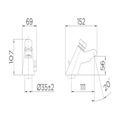 Misturador Para Lavatório De Mesa Bica Baixa Pressmatic 110 Leed Cromada Docol