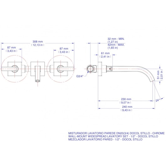 Misturador Para Lavatório De Parede Stillo Cromado Docol - Imagem principal - 9d223f24-59ae-438d-bf86-bb8a52278269
