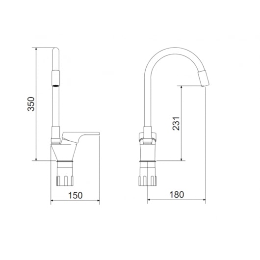 Monocomando Para Balcão 7001 C 70 Cromado Preto Meber - Imagem principal - 5656736b-eb7f-4e98-b045-068d549f386c