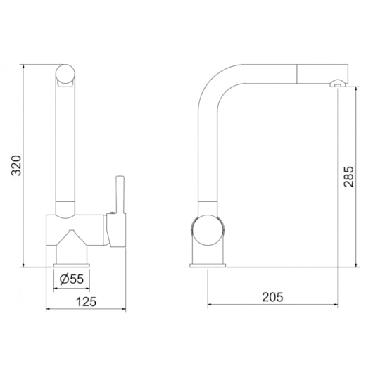 Monocomando Para Cozinha Bancada 7008 C 75 Aço Escovado Meber - Imagem principal - ac04d9ec-8b60-4f81-83ad-902dc5e7d8cc