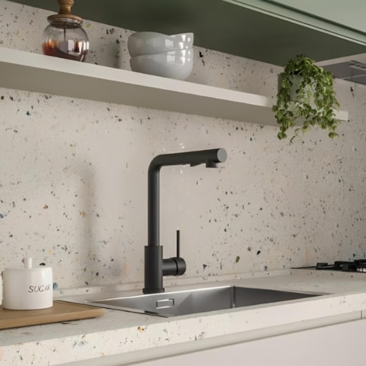 Monocomando Para Cozinha De Mesa Bica Em L Extraível 2 Funções Pratica Preto Matte Celite - Imagem principal - 01bb0f66-4e3b-4612-8c34-786a0be265d9