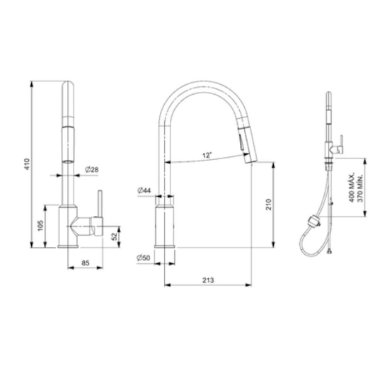 Monocomando Para Cozinha De Mesa Bica Extraível 2 Funções Prática Preto Matte Celite - Imagem principal - eadb411d-2feb-469e-8db2-7ff879c56546
