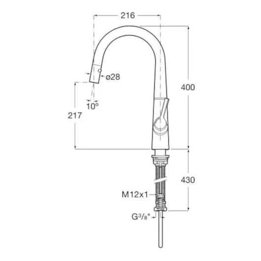 Monocomando Para Cozinha De Mesa Bica Extraível U Flexível Com Duas Funções Syra Cromado Roca - Imagem principal - a57e8a48-8576-491b-9824-0c6acbdba598