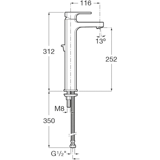Monocomando Para Lavatório De Mesa Bica Alta Escuadra Cromado Roca - Imagem principal - 3f765812-7e65-4e88-bd8e-7f35c0ccf12a
