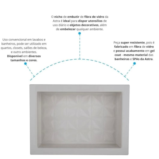 Nicho De Embutir De Plástico Fibra Vidro 3D Bege Astra 30x45x10cm - Imagem principal - 8bcb930c-6990-4899-b251-229cb06b1ec2