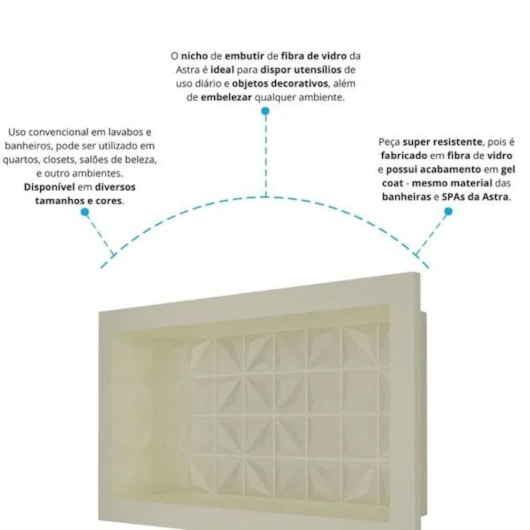 Nicho De Embutir De Plástico Fibra Vidro 3D Bege Astra 30x60x10cm - Imagem principal - a05edaf6-93c2-44b8-8d3a-8b4d07a9c462