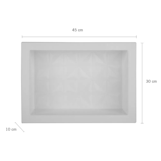 Nicho De Embutir De Plástico Fibra Vidro 3D Branco Astra 30x45x10cm - Imagem principal - 050ca58d-ca47-4387-91ac-a992cef983e7