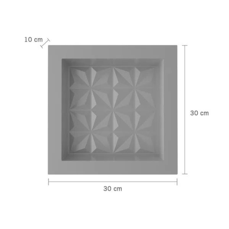 Nicho De Embutir De Plástico Fibra Vidro 3D Cinza Astra 30x30x10cm