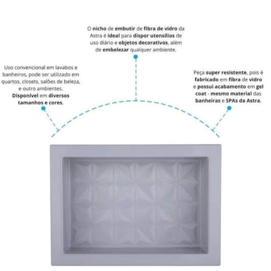 Nicho De Embutir De Plástico Fibra Vidro 3D Cinza Astra 30x45x10cm - Imagem principal - 66b22545-6b47-4437-a0e8-0e07a1bbd8ad