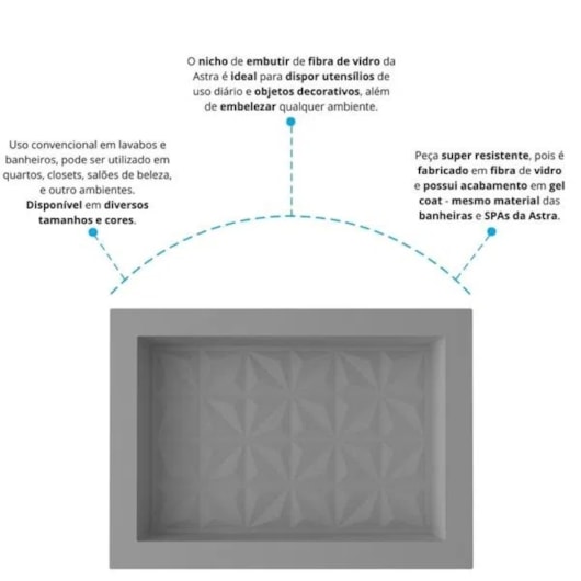 Nicho De Embutir De Plástico Fibra Vidro 3D Cinza Fosco Astra 30x45x10cm - Imagem principal - 8d15f082-ccf3-4182-b12b-48e7bf7a5a38