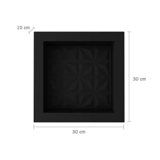 Nicho De Embutir De Plástico Fibra Vidro 3D Preto Fosco Astra 30x30x10cm - Imagem principal - a32aacd9-ce94-4d51-bf68-b71f9606e8bd