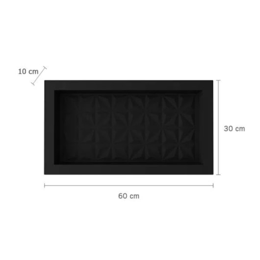 Nicho De Embutir De Plástico Fibra Vidro 3D Preto Fosco Astra 30x60x10cm - Imagem principal - bcad62de-d4ee-42a4-9296-2e84126e7bf6