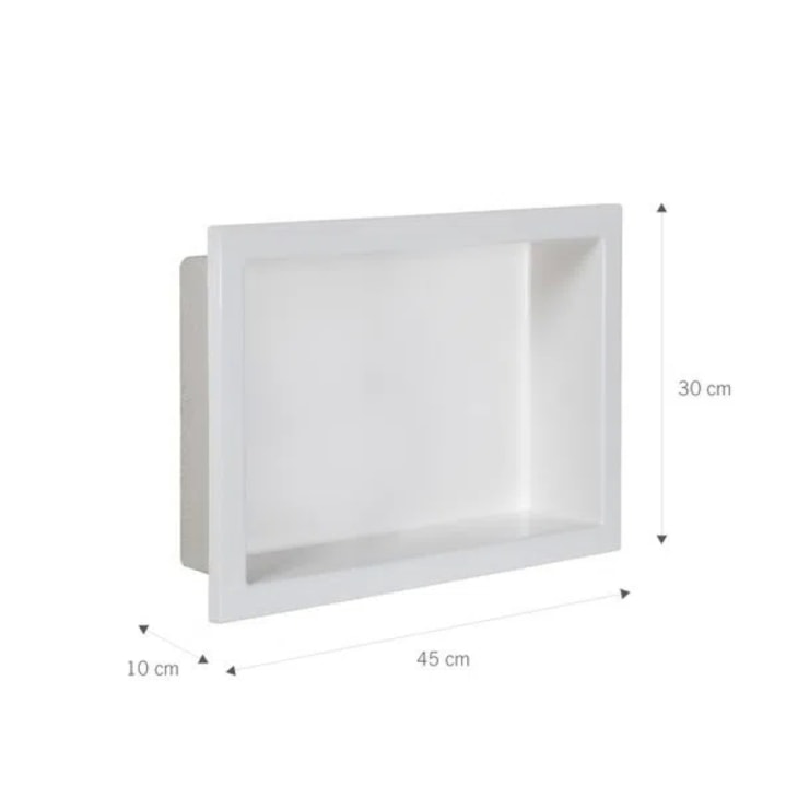 Nicho De Embutir De Plástico Fibra Vidro Branco Astra 30x45x10cm