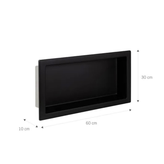 Nicho De Embutir De Plástico Fibra Vidro Pintado Preto Fosco Astra 30x60x10cm - Imagem principal - 6e6f1abb-0de7-4216-8493-b89ea4337829