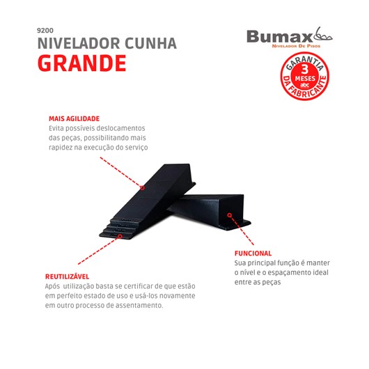Nivelador Grande Cunha Pacote Com 50 Unidades Bumax - Imagem principal - 7a0e79bb-2eef-4bc7-9609-4aafe3e23892