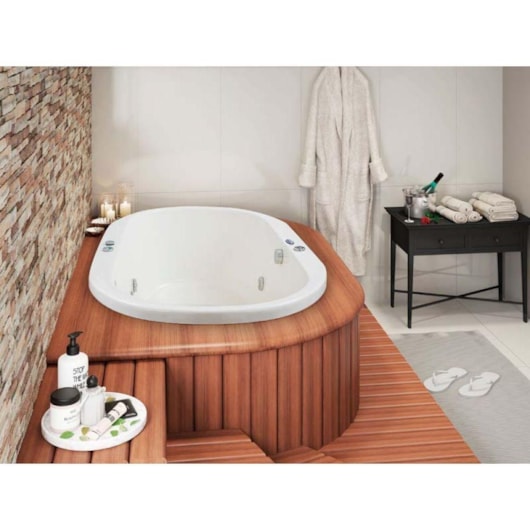 Ofurô Duplo Com Hidromassagem Heatiro Topline Ouro Fino 141x91cm - Imagem principal - f71bb1b1-83e3-4aa2-9839-79c428c8f5e2