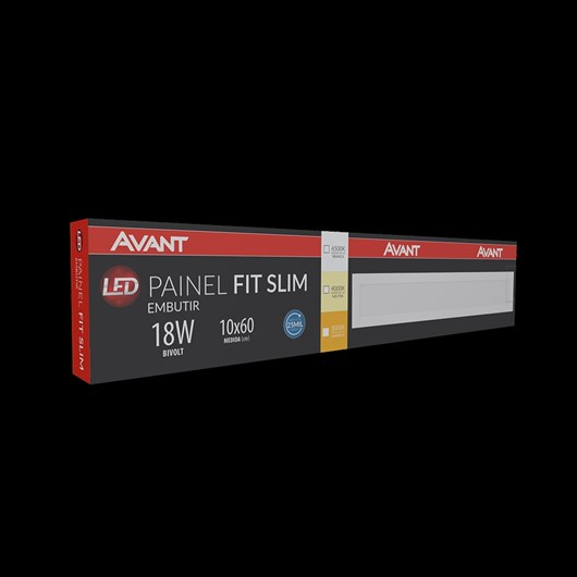 Painel Fit LED Plafon de Embutir 18W Retangular 10x60cm Luz Branca 6500K Bivolt Avant - Imagem principal - c036630b-87b1-493c-90d4-dc48796ad278