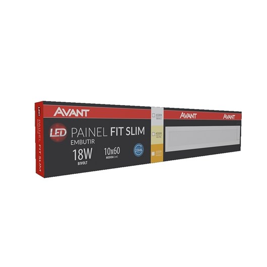 Painel Fit LED Plafon de Embutir 18W Retangular 10x60cm Luz Neutra 4000K Bivolt Avant - Imagem principal - 0d9077fd-dd20-4634-8b98-d59612f6cf04