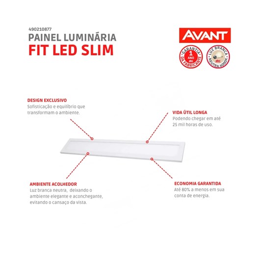 Painel Fit LED Plafon de Embutir 36W Retangular 10x120cm Luz Neutra 4000K Bivolt Avant - Imagem principal - a8c04d6d-fea8-4753-bfb8-d96cd2210e87