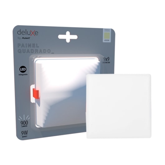 Painel Flat LED Plafon De Embutir 9W Quadrado 9cm Luz Neutra 4000K Bivolt Avant - Imagem principal - c5439051-174f-4959-b41d-98948ebefb88