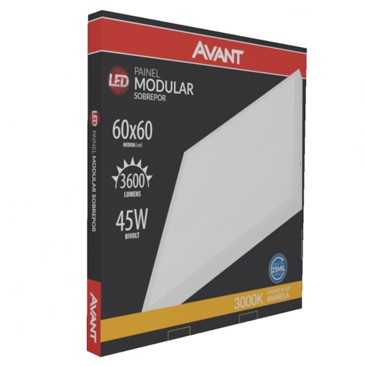 Painel Modular LED Plafon de Sobrepor 45W Quadrado 60cm Luz Amarela 3000K Bivolt Avant - Imagem principal - 7560ce1c-f613-41b6-92d9-ddd1a0b59ff0
