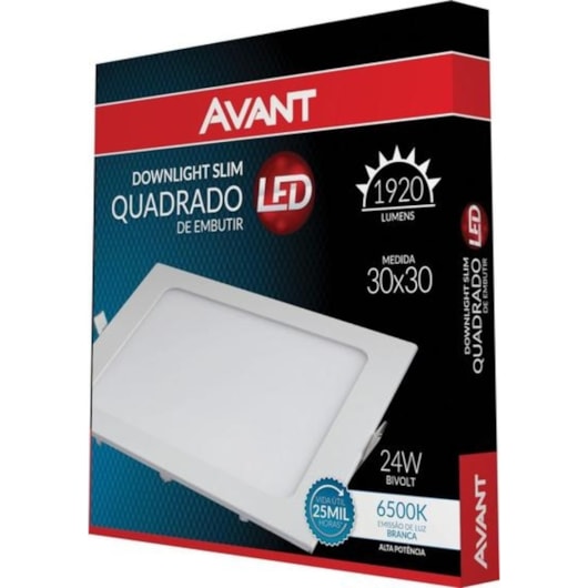 Painel Pop LED De Embutir Em Aluminio 24W Quadrado 30cm Luz Branca 6500K Bivolt Avant - Imagem principal - a6efa22e-6177-4230-9636-fe70e8f62788