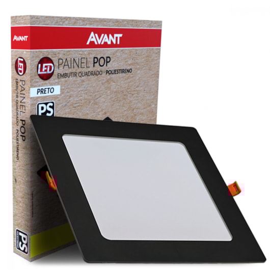 Painel Pop Led De Sobrepor 18w Quadrado 22 Preto Luz Amarela 3000k Avant - Imagem principal - 867c0185-58b2-429f-be4b-b2552ff7875d