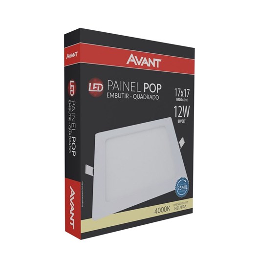 Painel Pop LED Plafon De Embutir 12W Quadrado 17cm Luz Neutra 4000K Bivolt Avant - Imagem principal - 3588ada7-36fc-46d5-84d8-9dc4da08bee1