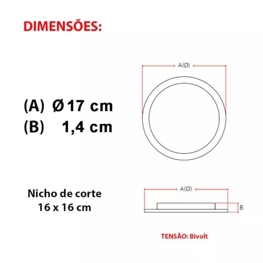 Painel Pop LED Plafon De Embutir 12W Redondo 17cm Luz Amarela 3000K Bivolt Avant - Imagem principal - 6f4ba0f5-227a-456c-9711-2d0dcf56ce5e