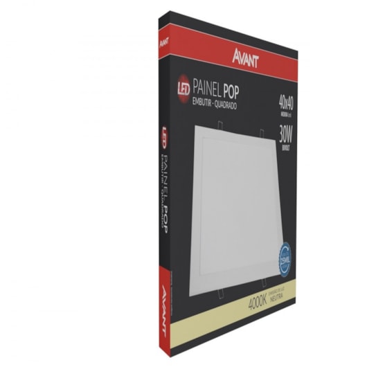 Painel Pop LED Plafon De Embutir 30W Quadrado Luz Neutra 4000K Bivolt Avant 40cm - Imagem principal - 65cd66bf-833c-487d-90ea-4d58ab23a1ca