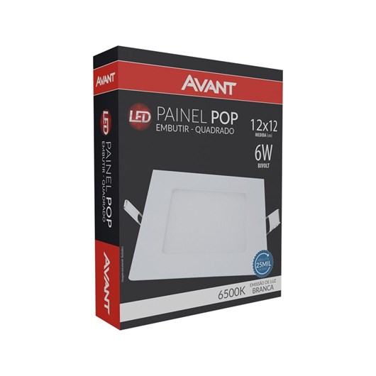 Painel Pop LED Plafon De Embutir 6W Quadrado 12cm Luz Branca 6500K Bivolt Avant - Imagem principal - d743b3c5-a698-4435-84d3-357cfc4d3d9b