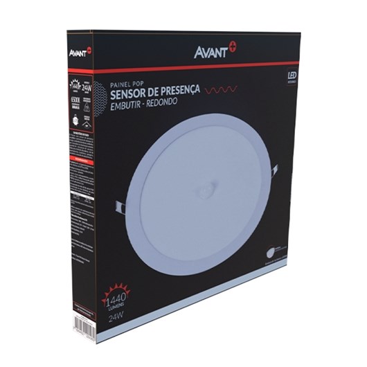 Painel Pop LED Plafon De Embutir Com Sensor de Presenca 24W Redondo 29cm Luz Branca 6500K Bivolt Avant - Imagem principal - 6bd43bf7-f1e0-4fd5-afc7-41ed0e65e4a7