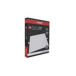 Painel Pop LED Plafon De Embutir Em Aluminio 18W Quadrado 22cm Luz Branca 6500K Bivolt Avant