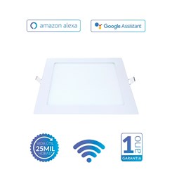 Painel Pop LED Plafon Inteligente de Embutir Smart Wi-Fi NEO 18W Quadrado 22cm Luz Dimerizavel Amarela-Branca Bivolt Avant