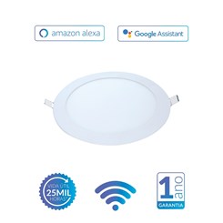 Painel Pop LED Plafon Inteligente de Embutir Smart Wi-Fi NEO 18W Redondo 22cm Luz Dimerizavel Amarela-Branca Bivolt Avant