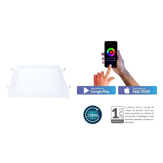 Painel Pop LED Plafon Inteligente de Embutir Smart Wi-Fi NEO 24W Quadrado 30cm Luz Dimerizavel Amarela-Branca Bivolt Avant - Imagem principal - e6d69884-c37c-410d-963b-f317977b2b14