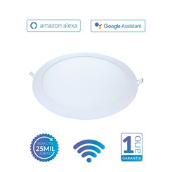 Painel Pop LED Plafon Inteligente de Embutir Smart Wi-Fi NEO 24W Redondo 30cm Luz Dimerizavel Amarela-Branca Bivolt Avant