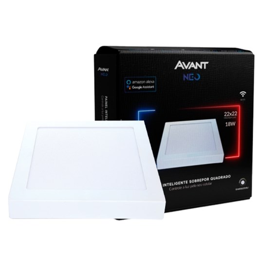 Painel Pop LED Plafon Inteligente de Sobrepor Smart Wi-Fi NEO 18W Quadrado 22cm Luz Dimerizavel Amarela-Branca Bivolt Avant - Imagem principal - 79c84d3b-ee46-4b9b-ba0f-fd7d6bb1f7af
