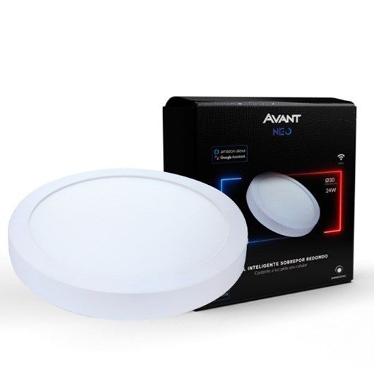 Painel Pop LED Plafon Inteligente de Sobrepor Smart Wi-Fi NEO 24W Redondo 30cm Luz Dimerizavel Amarela-Branca Bivolt Avant - Imagem principal - e428edd2-f100-4838-a156-f247fae3e70f