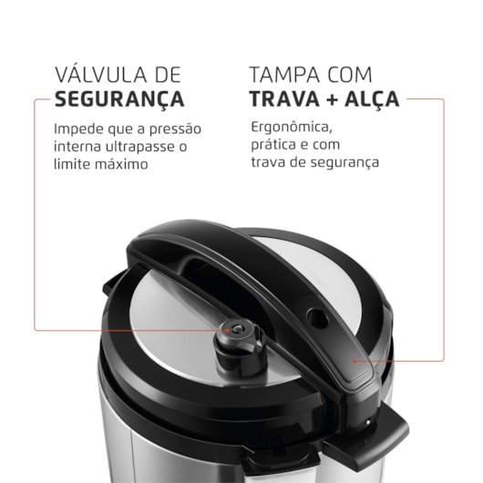 Panela De Pressão Elétrica PE47 Preto E Inox Mondial 3L 127V 700W - Imagem principal - 0d5ff35d-f014-438c-ae45-ee6f35be2ab6